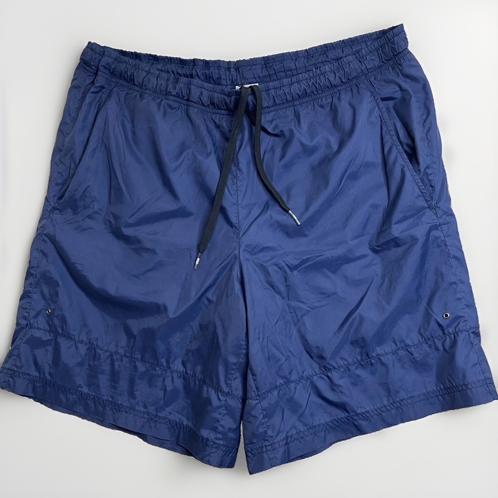 Vintage Nike Lined Swim Trunk Shorts Mens Size XL Blue White Nylon Zip Pocket
